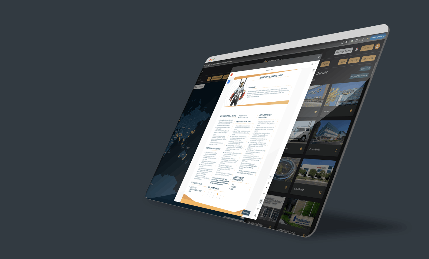 Web browser showing off the Archetype mapping from the Delve Risk Snapshot Reports on the Portal.