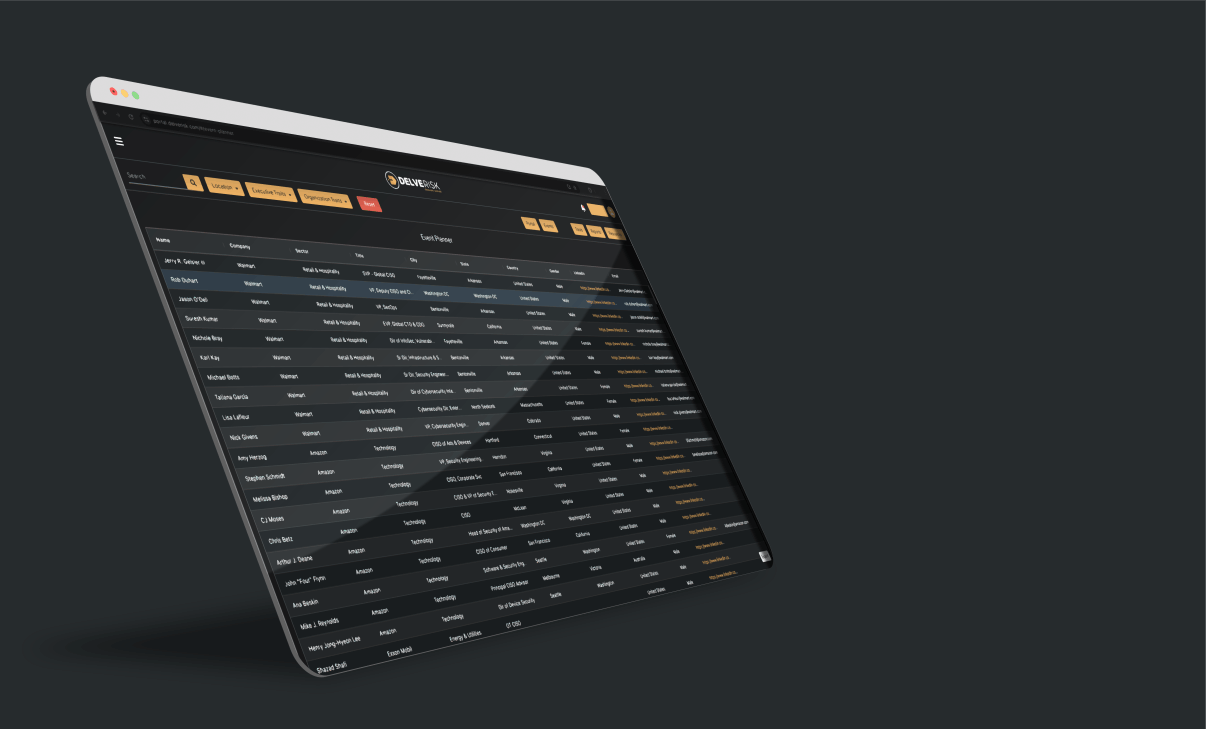 Web browser showing off the Event Planner from the Delve Risk Portal.